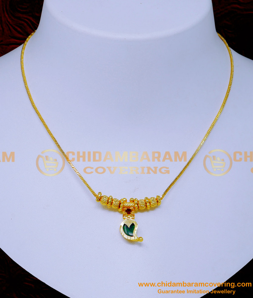 Nlc1379 - Cute Light Weight Single Palakka Necklace Gold Design