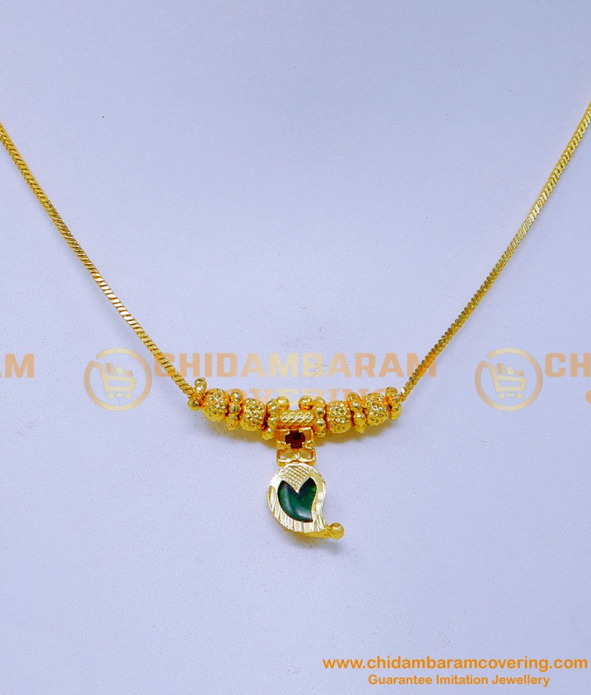 Nlc1379 - Cute Light Weight Single Palakka Necklace Gold Design