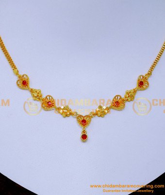 NLC1383 - Latest Ruby Stone Light Weight Necklace Designs Simple