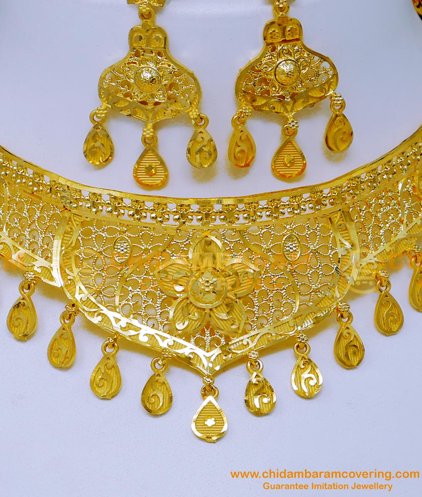 NLC1392 - Forming Gold Plated Necklace Choker Design for Wedding