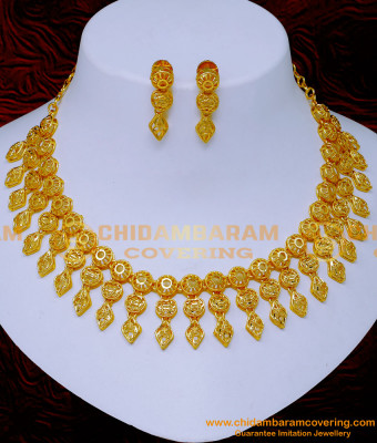 NLC1395 - Wedding Modern Gold Necklace Designs 2 Gram Choker Set