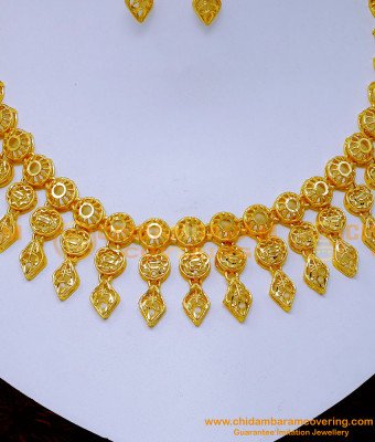 NLC1395 - Wedding Modern Gold Necklace Designs 2 Gram Choker Set