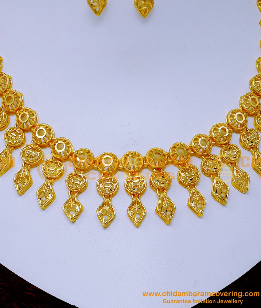 NLC1395 - Wedding Modern Gold Necklace Designs 2 Gram Choker Set