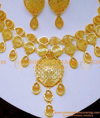 NLC1396 - Unique Gold Forming Modern Dubai Gold Necklace Designs