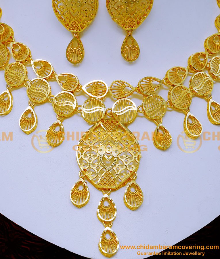 NLC1396 - Unique Gold Forming Modern Dubai Gold Necklace Designs