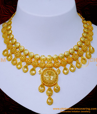 NLC1397 - Dubai Gold Necklace Design Forming Gold Choker Necklace
