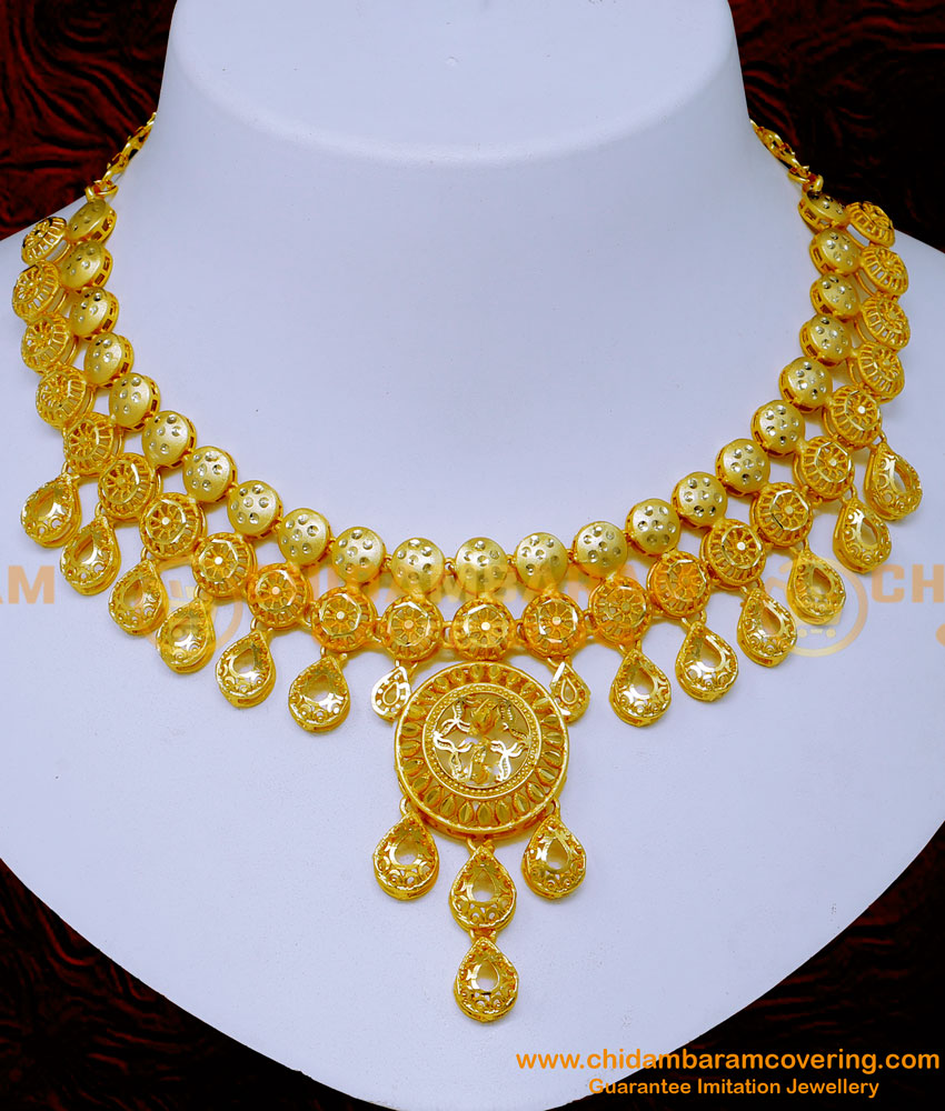 NLC1397 - Dubai Gold Necklace Design Forming Gold Choker Necklace