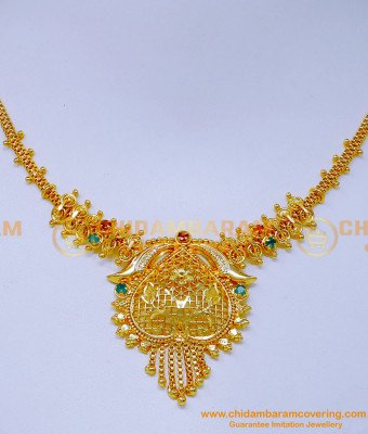 NLC1399 - 1 Gram Gold Plated Simple Necklace Designs with Stone