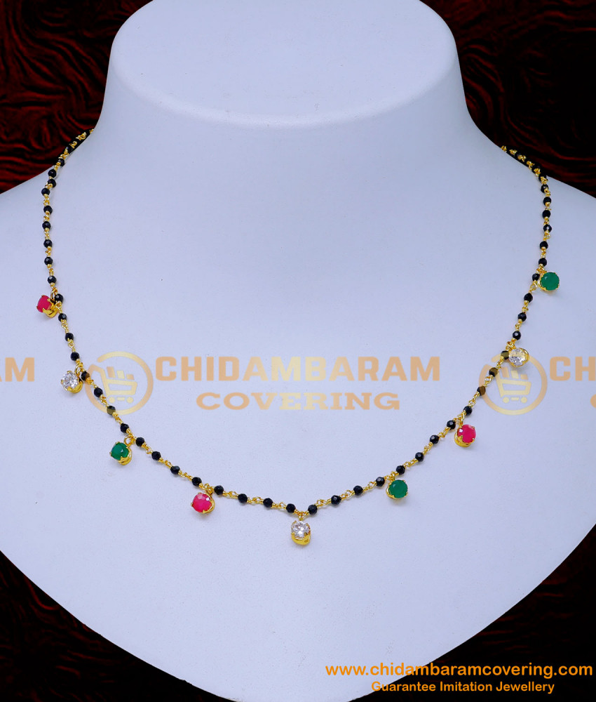 Nlc1402 - Unique Multi Stone Crystal Black Beads Necklace Designs