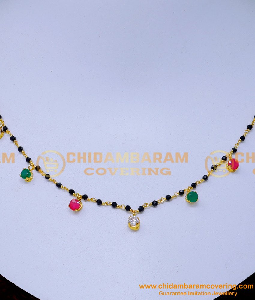 Nlc1402 - Unique Multi Stone Crystal Black Beads Necklace Designs