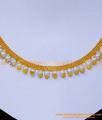 NLC1405 - Gold Plated Simple Pearl Necklace Designs for Women