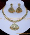 NLC1409 - Bridal Wear Emerald Stone Necklace Impon Jewellery Set