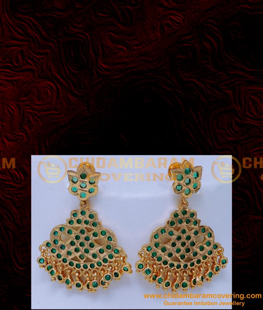 NLC1409 - Bridal Wear Emerald Stone Necklace Impon Jewellery Set