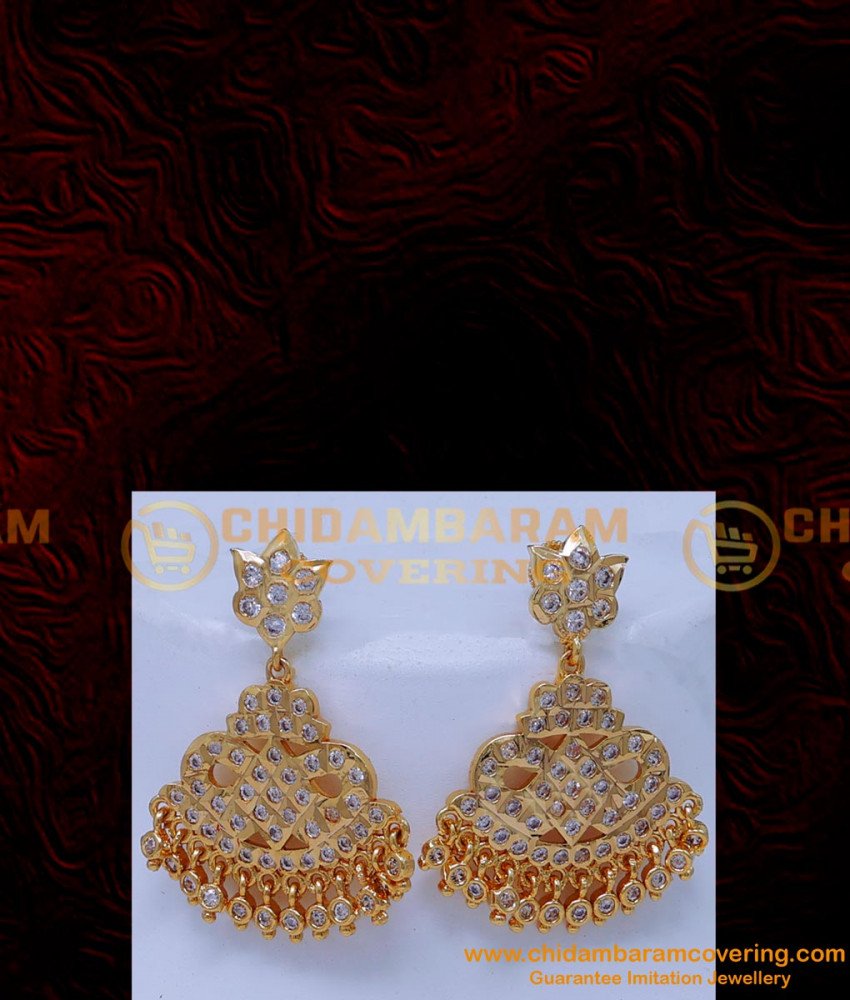 NLC1411 - Traditional Gold Design White Stone Impon Necklace Set