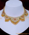 NLC1417 - Traditional Lotus Design Impon Choker Necklace for Wedding