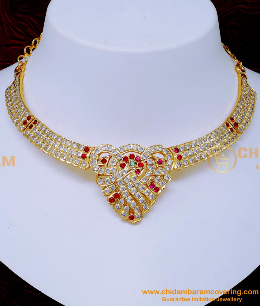 NLC1421 - Real Gold Design Impon Jewellery Necklace for Wedding
