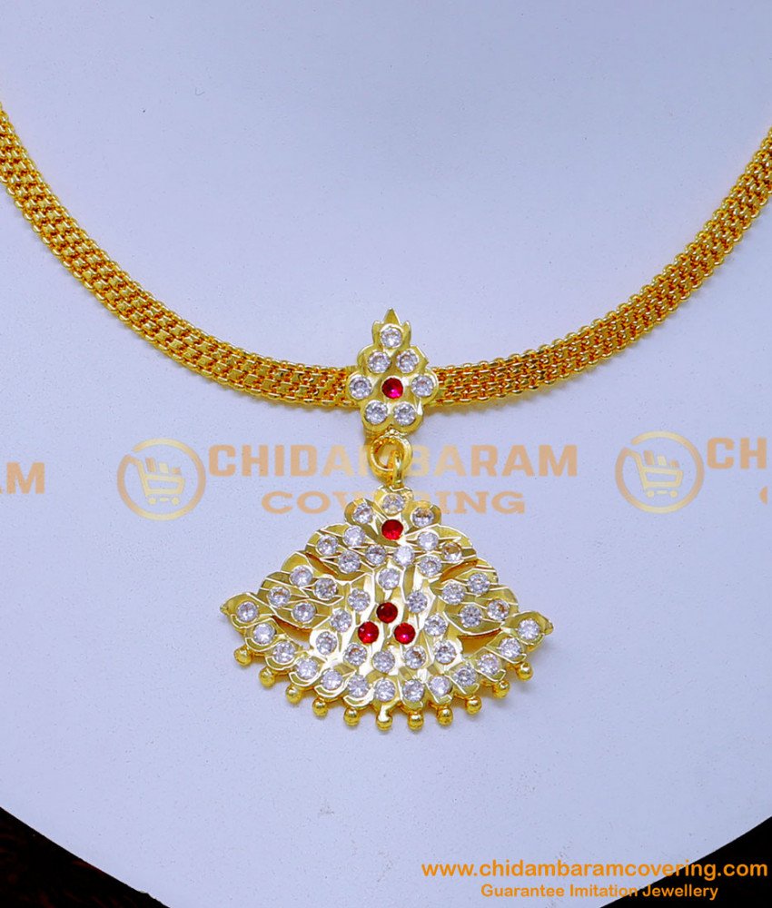 NLC1422 - Traditional Gold Attigai Necklace Design for Wedding