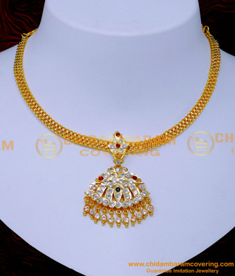 NLC1423 - Trendy Impon Attigai Stone Necklace Design Artificial