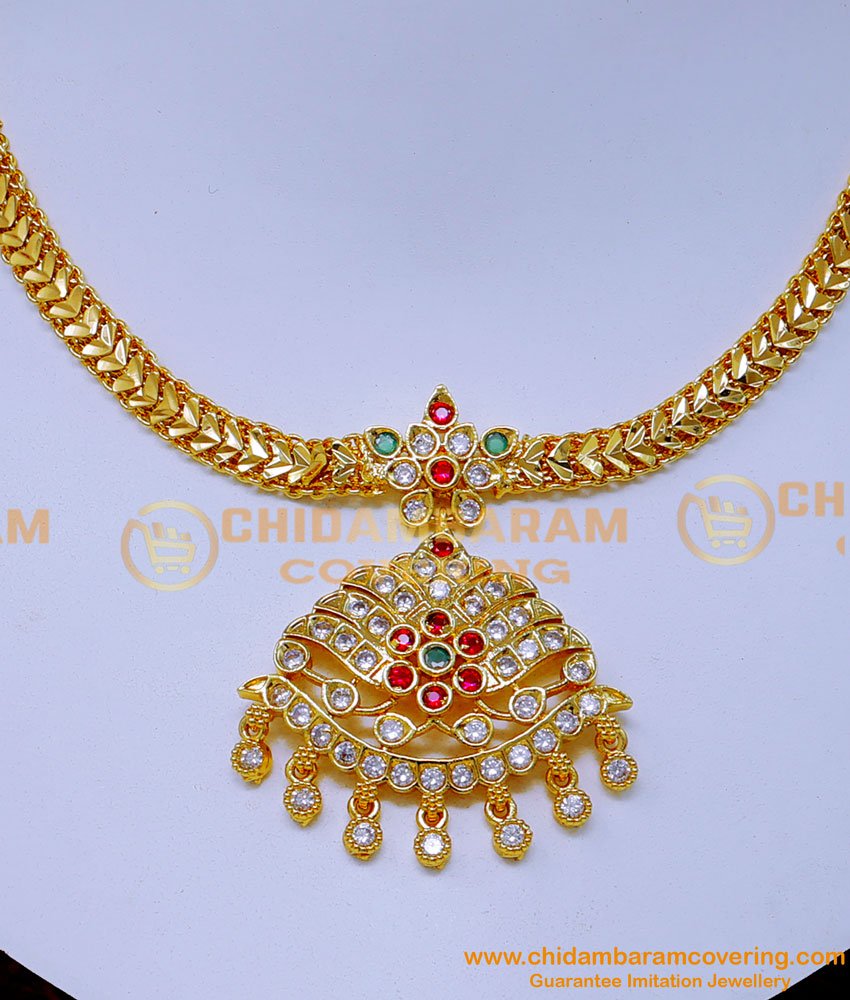 NLC1424 - Impon Jewelry Gold Attigai Necklace Designs for Women