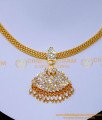 NLC1427 - Gold Model Impon Stone Necklace White Ad Stone Attigai