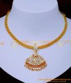NLC1427 - Gold Model Impon Stone Necklace White Ad Stone Attigai