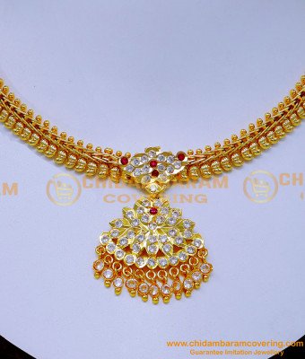 NLC1428 - Gold Design Mango Model Impon Stone Necklace for Wedding