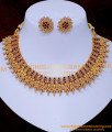 NLC1434 - Beautiful Antique Ruby Stone Temple Necklace Jewellery