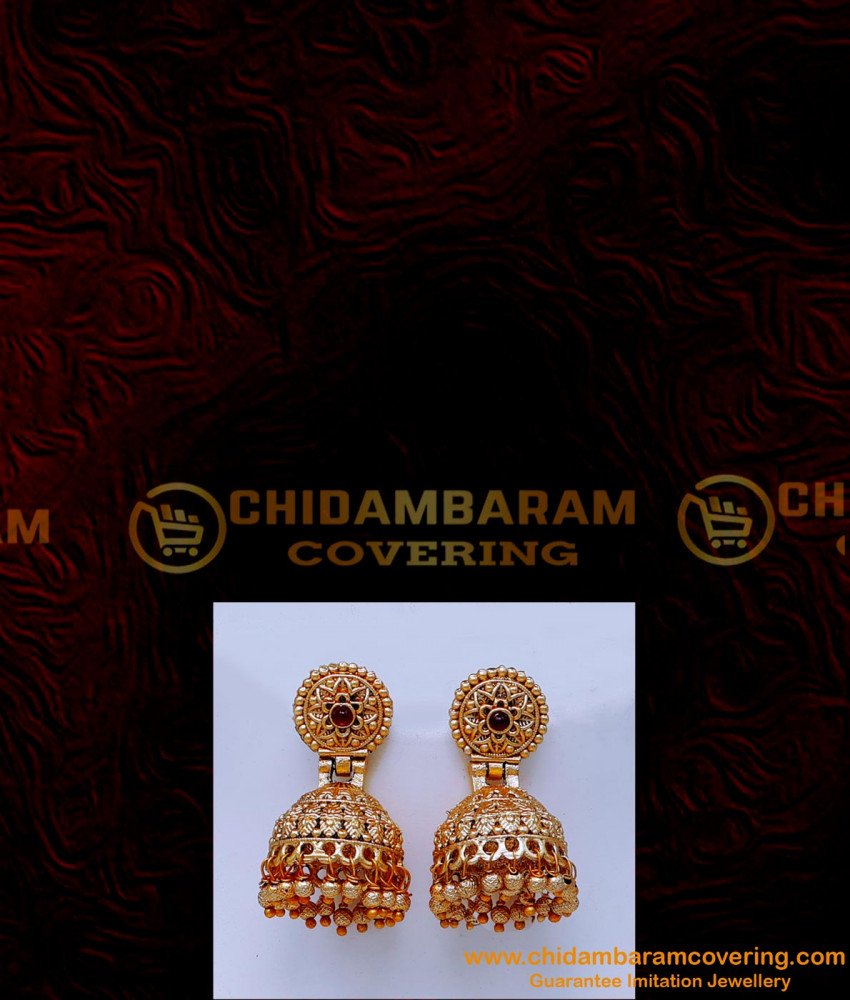 NLC1435 - Lakshmi Temple Necklace Gold Design with Jhumkas