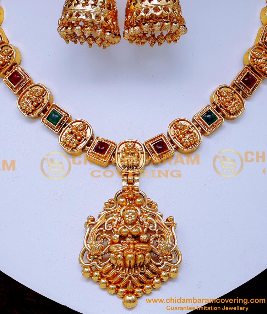 NLC1436 - Best Quality Daily Wear Stone Antique Lakshmi Necklace