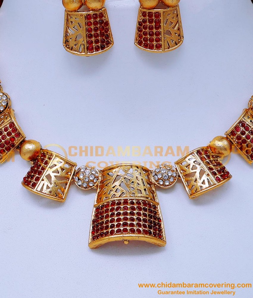 NLC1437 - Latest Ruby Kemp Stone Antique Jewellery Artificial