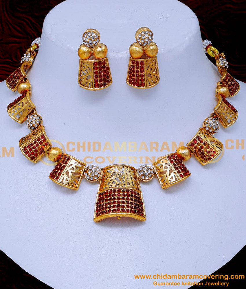 NLC1437 - Latest Ruby Kemp Stone Antique Jewellery Artificial