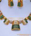 NLC1438 - Unique Emerald Green Stone Antique Necklace Set