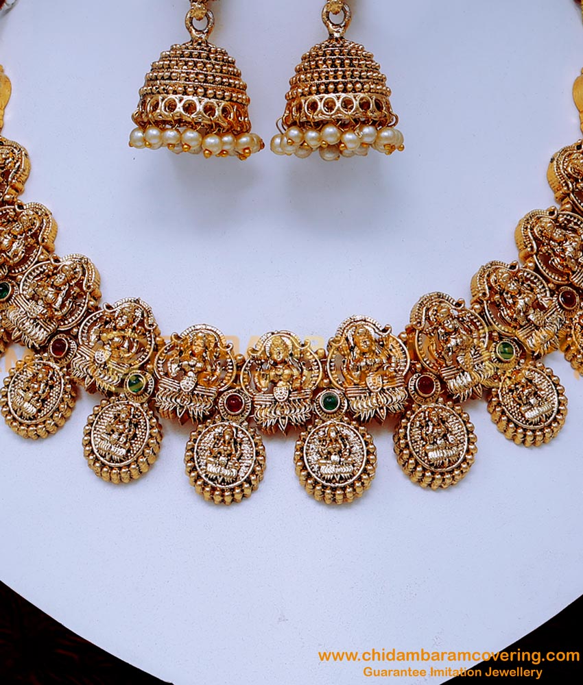 NLC1440 - Traditional Lakshmi Necklace Antique Jewellery Bridal Set