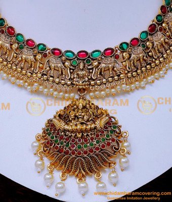 NLC1441 - Latest Gold Model Wedding Antique Necklace Designs