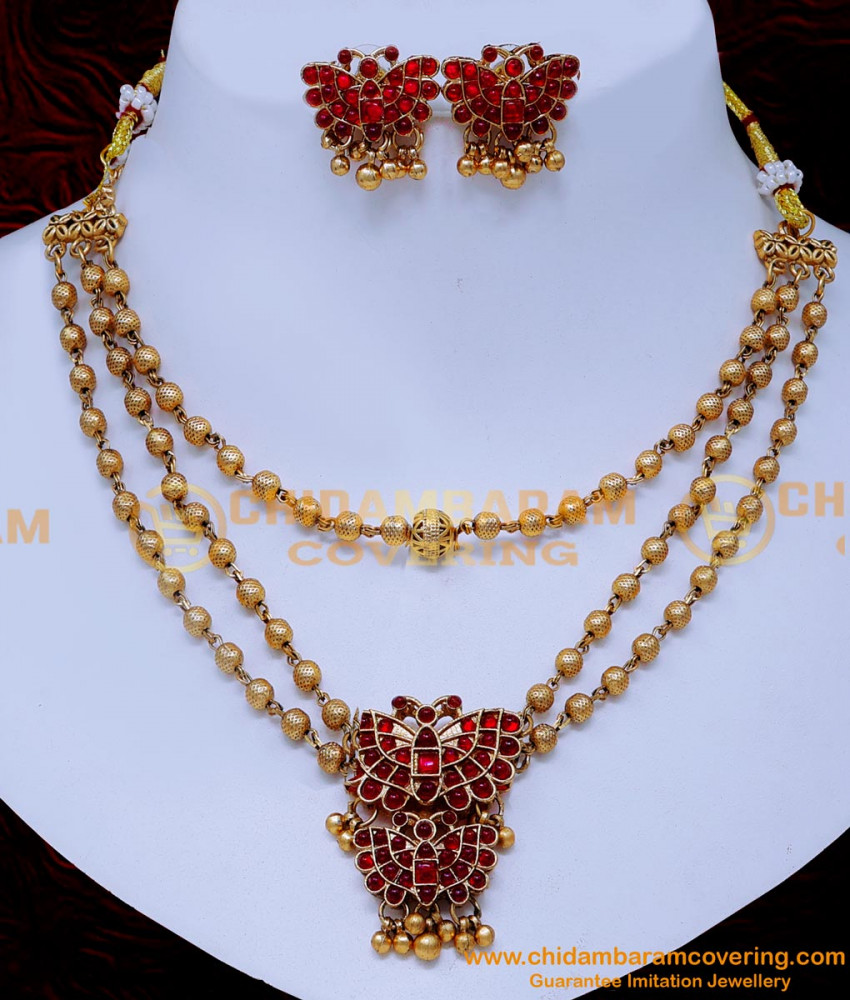 NLC1444 - New Butterfly Design Layered Necklace Antique Jewellery