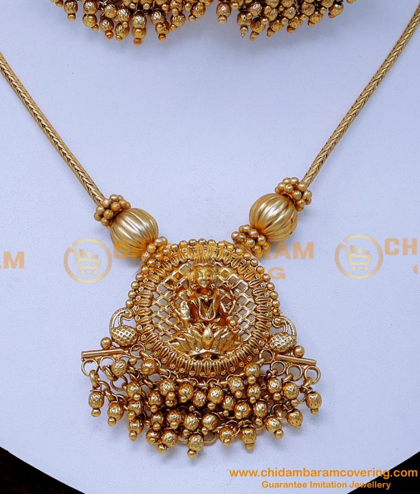 NLC1446 - First Quality Gold Beads Antique Jewellery Set Gold