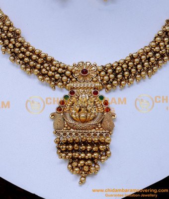 NLC1448 - Trendy Beads Antique Jewellery Set Gold for Wedding