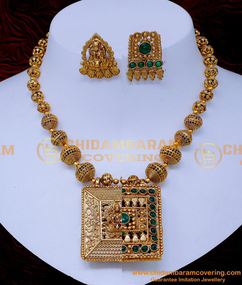NLC1450 - Antique Double Sided Reversible Gold Necklace Set