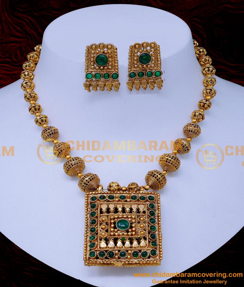 NLC1450 - Antique Double Sided Reversible Gold Necklace Set