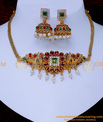 NLC1453 - Trendy Short Antique Choker Necklace Set for Women