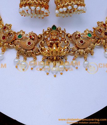 NLC1458 - Traditional Lakshmi Choker Necklace Antique Jewellery