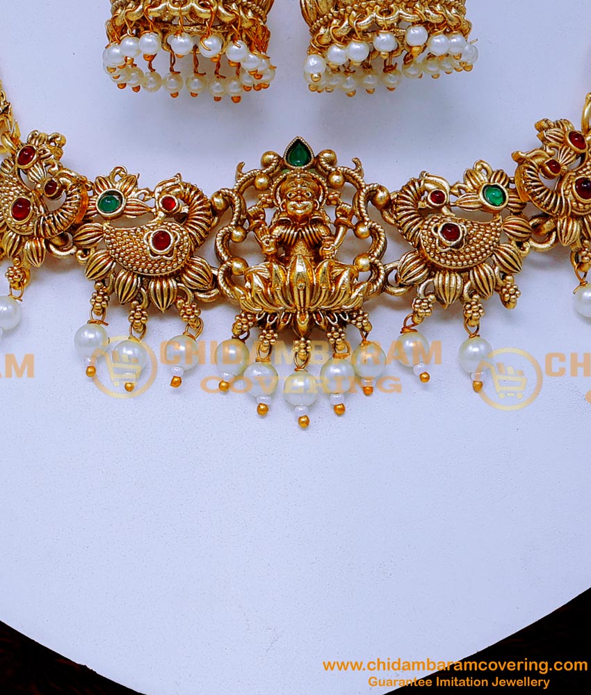 NLC1458 - Traditional Lakshmi Choker Necklace Antique Jewellery