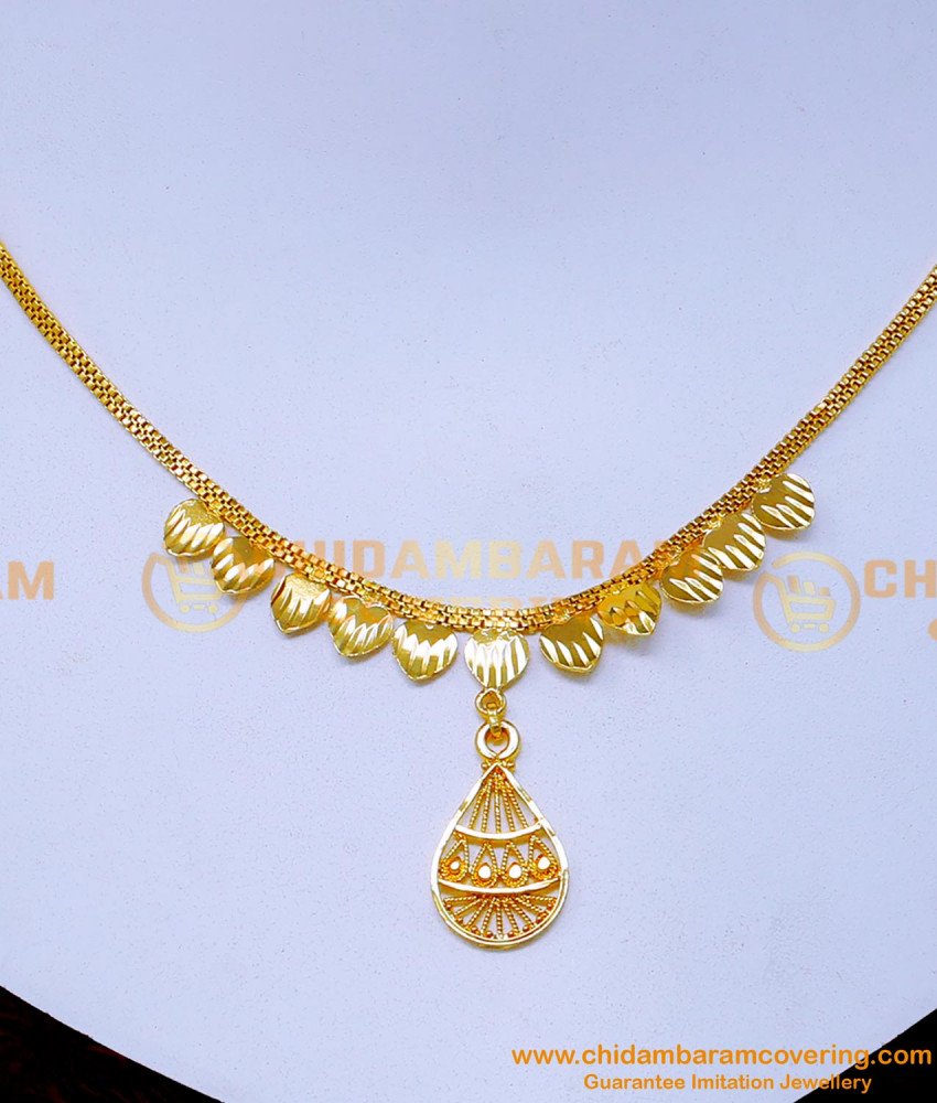 NLC1459 - 1 Gram Gold Light Weight Simple Gold Necklace Design