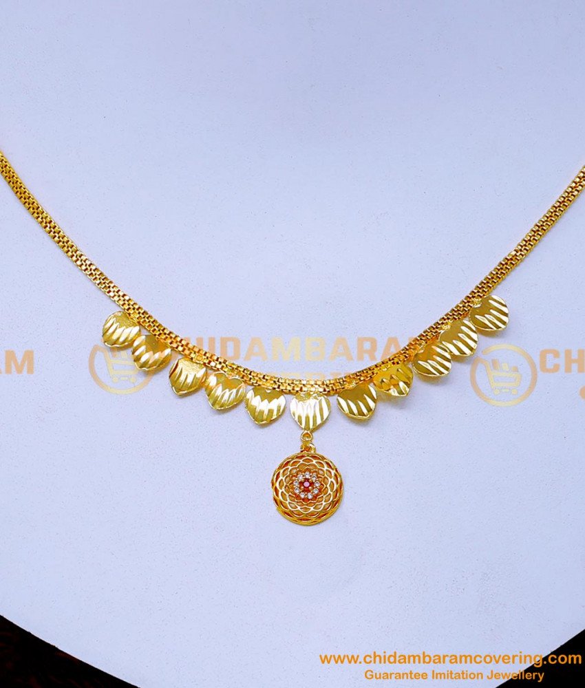 NLC1460 - Modern Stone Simple Gold Necklace Designs for Female