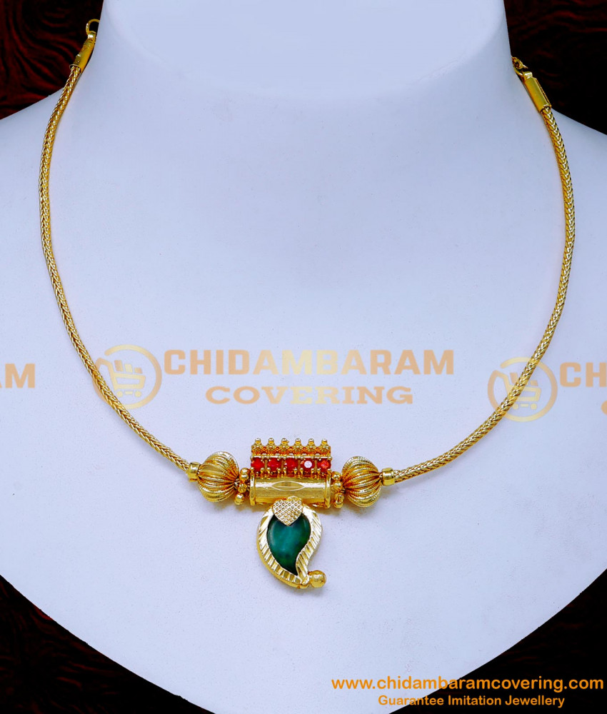 Nlc1464 - Gold Plated Mango Design Single Lightweight Palakka Mala