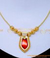 Nlc1467 - Kerala Jewellery Designs Red Locket Palakka Mala Gold