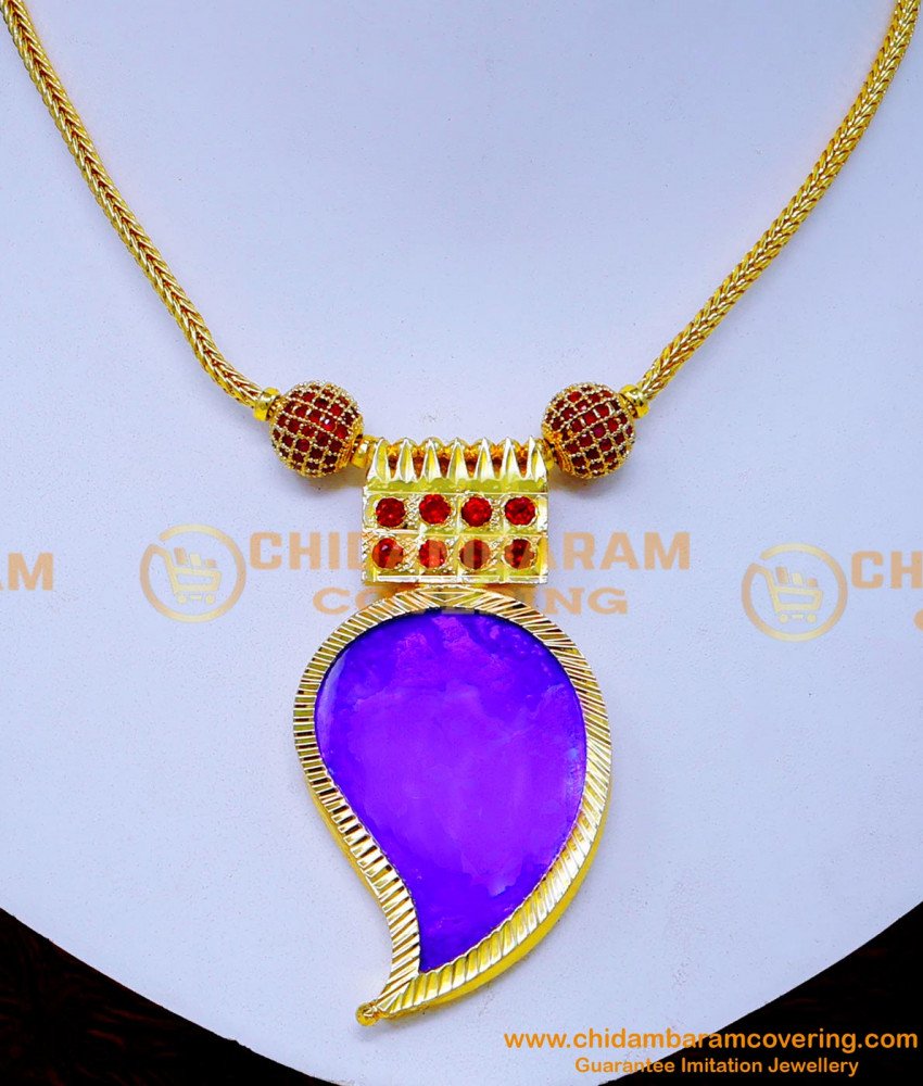 Nlc1470 - Wedding Jewellery Big Mango Locket Palakka Necklace