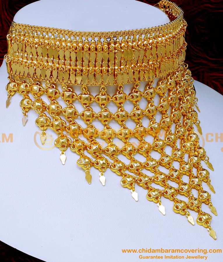NLC1479 - Bridal Wedding Jewellery Elakkathali Choker Gold Design