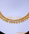 NLC1490 - Gorgeous Party Wear White Stone Gold Necklace Designs