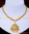 NLC1494 - Traditional Gold White Stone Impon Necklace Designs